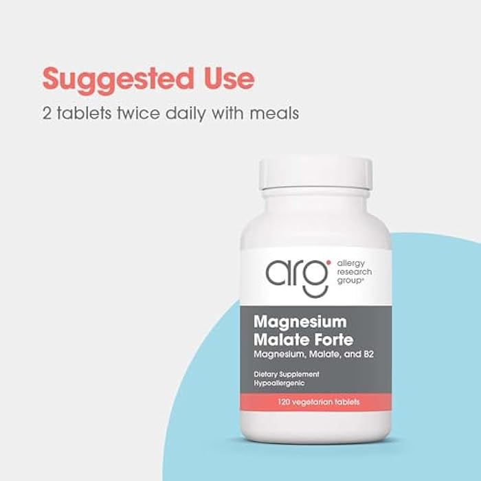 Allergy Research Group Magnesium Malate Forte Supplement - Magnesium and Malic Acid, Energy Support, Vitamin B2, Vegetarian Tablets - 120 Count - Image 4