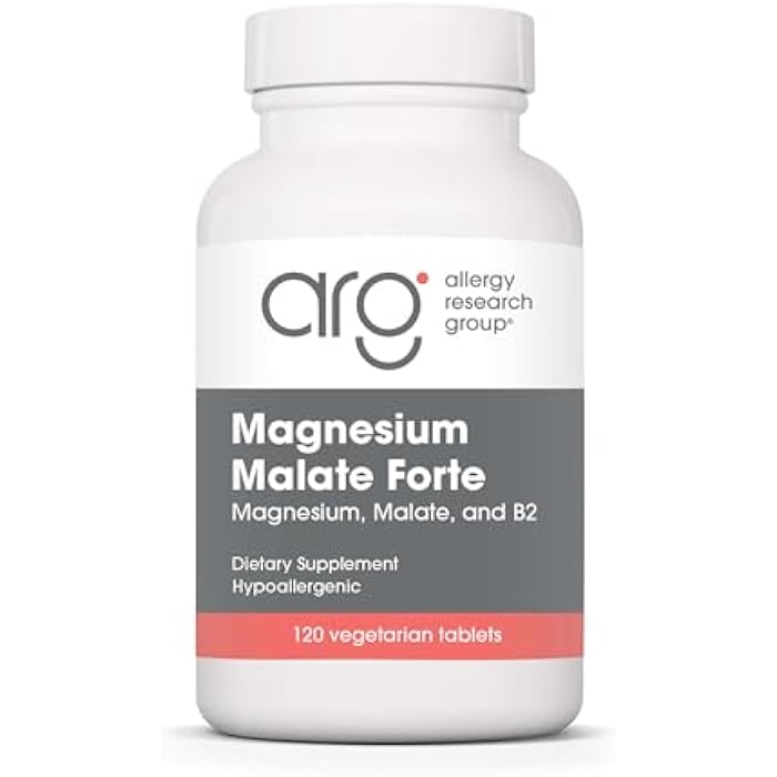Allergy Research Group Magnesium Malate Forte Supplement - Magnesium and Malic Acid, Energy Support, Vitamin B2, Vegetarian Tablets - 120 Count - Image 1
