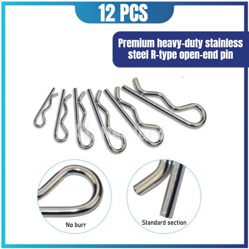 12pcs Stainless Steel R-Shaped Hairpin Clips For Trailer Locking Spring Wire - Image 2