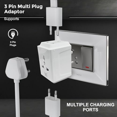 MX 3 Pin Universal Travel Adapter | Multi-Plug Socket for 2-Pin & 3-Pin Devices | 3-Way Outlet, 250V Max | Compatible with Laptops, Mobiles, Home & Office - Image 4