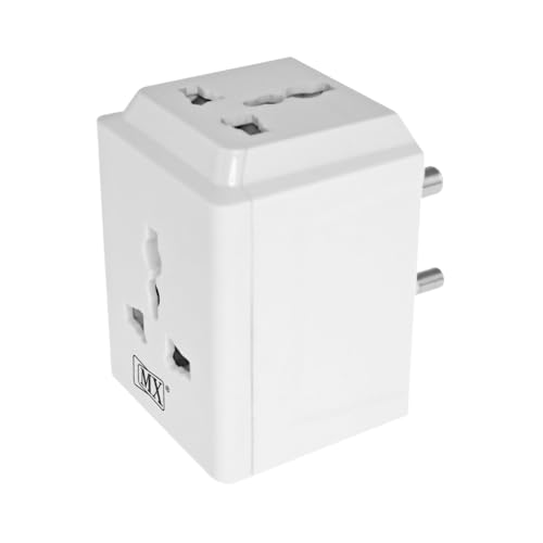 MX 3 Pin Universal Travel Adapter | Multi-Plug Socket for 2-Pin & 3-Pin Devices | 3-Way Outlet, 250V Max | Compatible with Laptops, Mobiles, Home & Office - Image 1