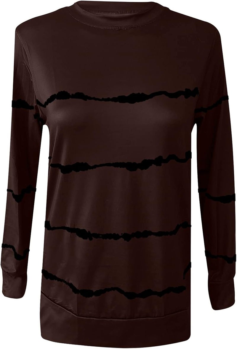 cheekyglo Womens 2022 Fall Winter Fashion Tops Casual Long Sleeve Crewneck Sweatshirt Blouse Striped Loose Soft Pullover Shirts - Image 4