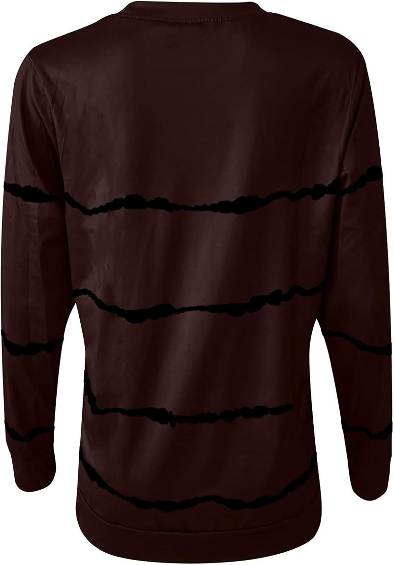 cheekyglo Womens 2022 Fall Winter Fashion Tops Casual Long Sleeve Crewneck Sweatshirt Blouse Striped Loose Soft Pullover Shirts - Image 5