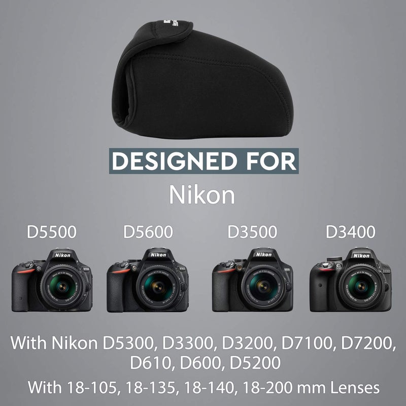 MegaGear MG091 Nikon D3500, D5600, D3400, D5500, D7200, D3300, D5300, D610, D7100, D600, D3200 Ultra Light Neoprene Camera Case, Black insade Yellow - Image 5