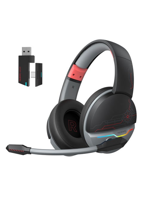 NUBWO G08 Dual Wireless Gaming Headset with Microphone for PS5, PS4, PC, Mobile, Tablet, 2.4Ghz Wireless+Bluetooth TF RGB Light