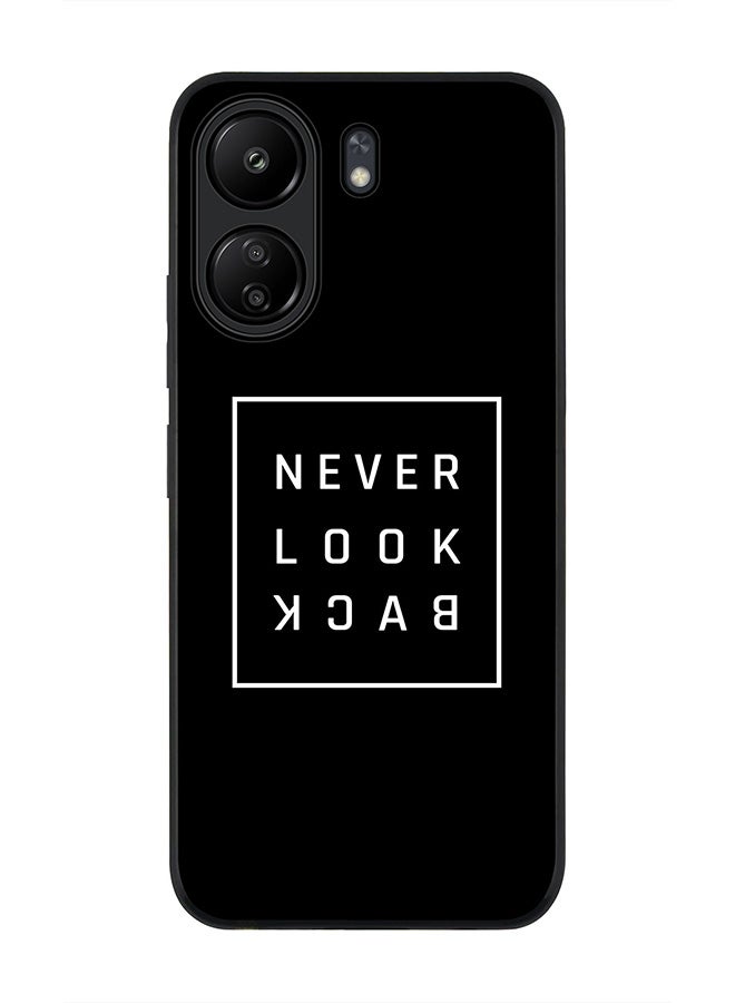 Stylizedd Rugged Black edge case for Xiaomi Poco C65, Slim fit Soft Case Flexible Rubber Edges Anti Drop TPU Gel Thin Cover- Never look back - Image 1