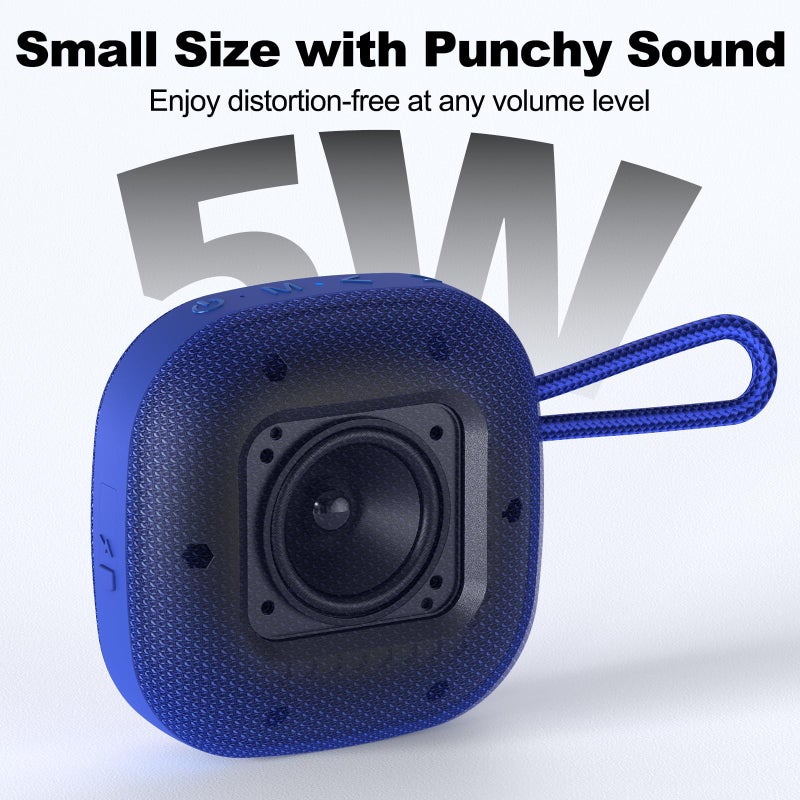Bobtot Portable Wireless Bluetooth Speakers - IPX7 Waterproof Small Shower Speaker with 16 Hours Playtime, Loud Stereo Sound, Built-in Mic, TWS, Mini Size with Carry Lanyard for Outdoor, Blue - Image 2