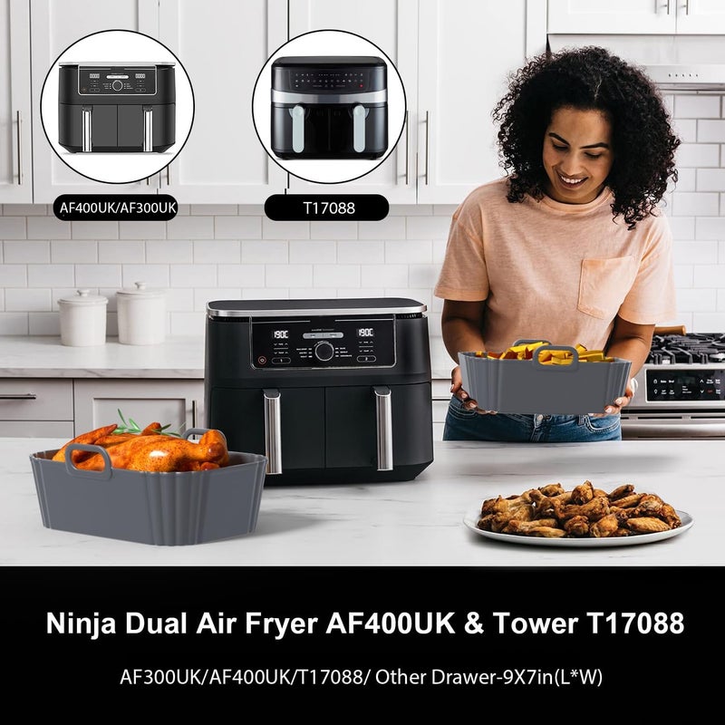 PINTAUR Silicone Air Fryer Liners 2 Pack, Reusable Compatible for Ninja Foodi DZ201, DZ401, DZ550, COSORI, Chefman, Instant, and 6-in-1 8-10QT Baskets - Image 3