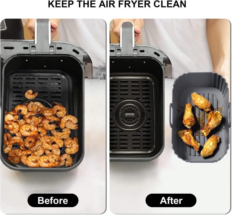PINTAUR Silicone Air Fryer Liners 2 Pack, Reusable Compatible for Ninja Foodi DZ201, DZ401, DZ550, COSORI, Chefman, Instant, and 6-in-1 8-10QT Baskets - Image 4