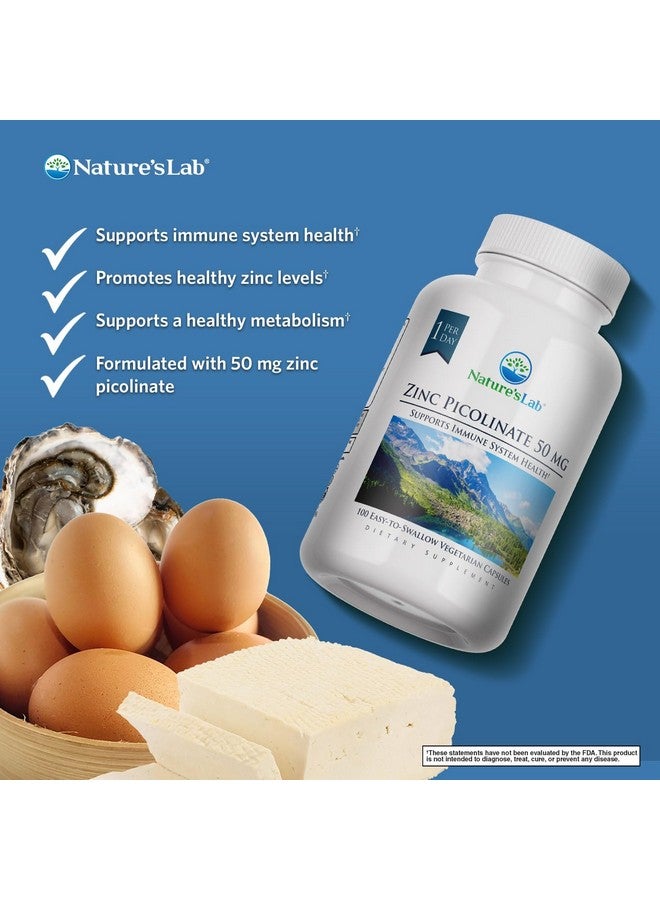 Nature's Lab مكمل الزنك بيكولينات من ناتشرز لاب 50 ملغ - مكمل زنك عالي الامتصاص - 100 كبسولة (إمداد لمدة 3 أشهر) - Image 2