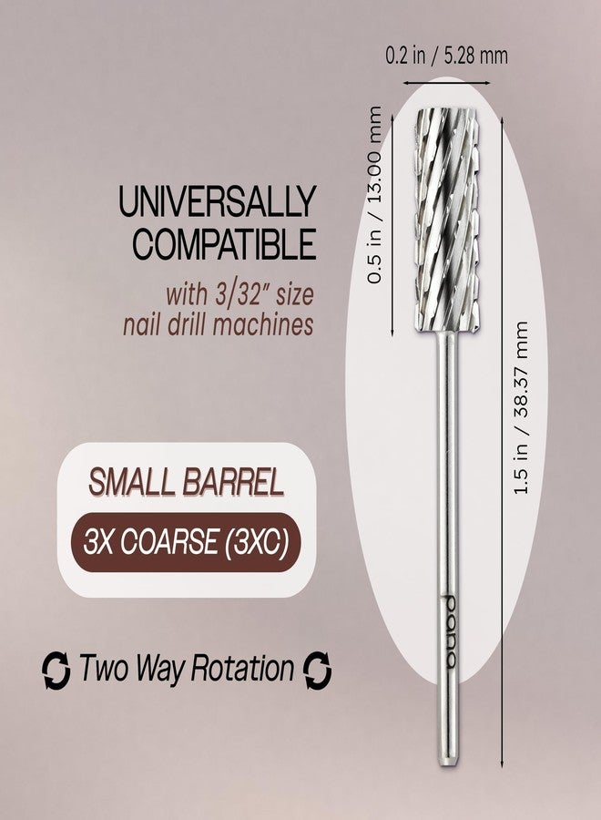 PANA Flat Top Small Barrel 3/32" Shank Size - (Silver, 3X Coarse Grit) - Fast remove Acrylic or Hard Gel Nail Drill Bit for Manicure Pedicure Salon Professional or Beginner - Image 4