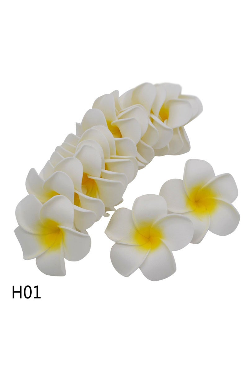 إيروريكس 5 سم A-1-H01 30 قطعة رؤوس زهور بيض فرانجيباني 5-9 سم، زهور بلوميريا من رغوة البولي إيثيلين، إكليل صناعي يمكنك صنعه بنفسك H