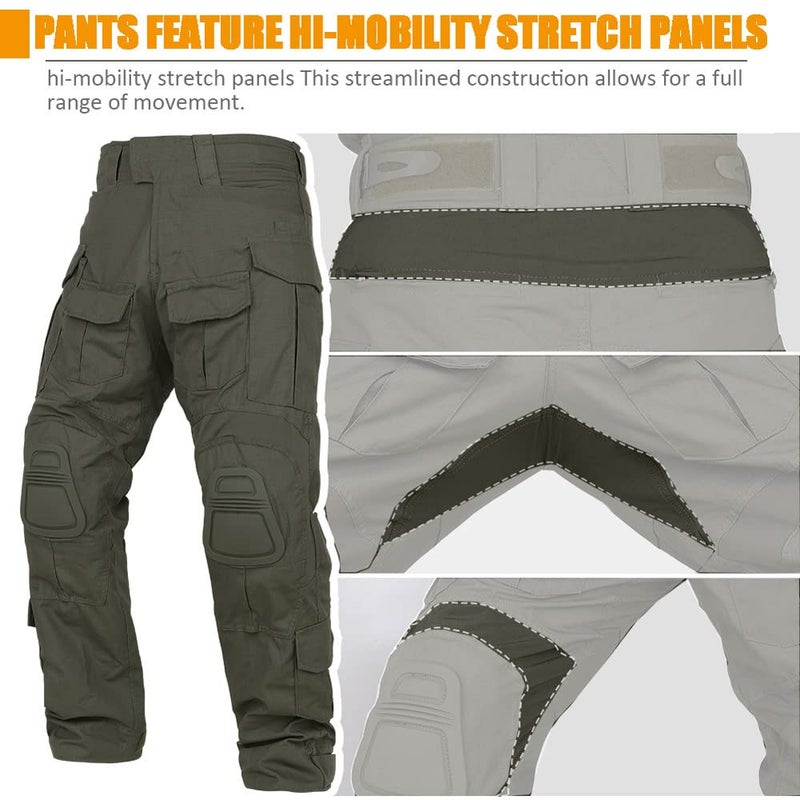 KRYDEX Tactical Men's K3 Combat Pants with Knee Pads (US, Alpha, X-Large, Regular, Regular, Ranger Green) - Image 3