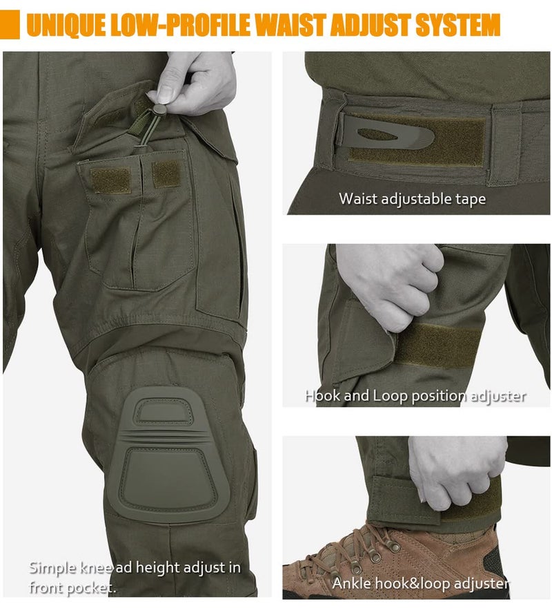 KRYDEX Tactical Men's K3 Combat Pants with Knee Pads (US, Alpha, X-Large, Regular, Regular, Ranger Green) - Image 4