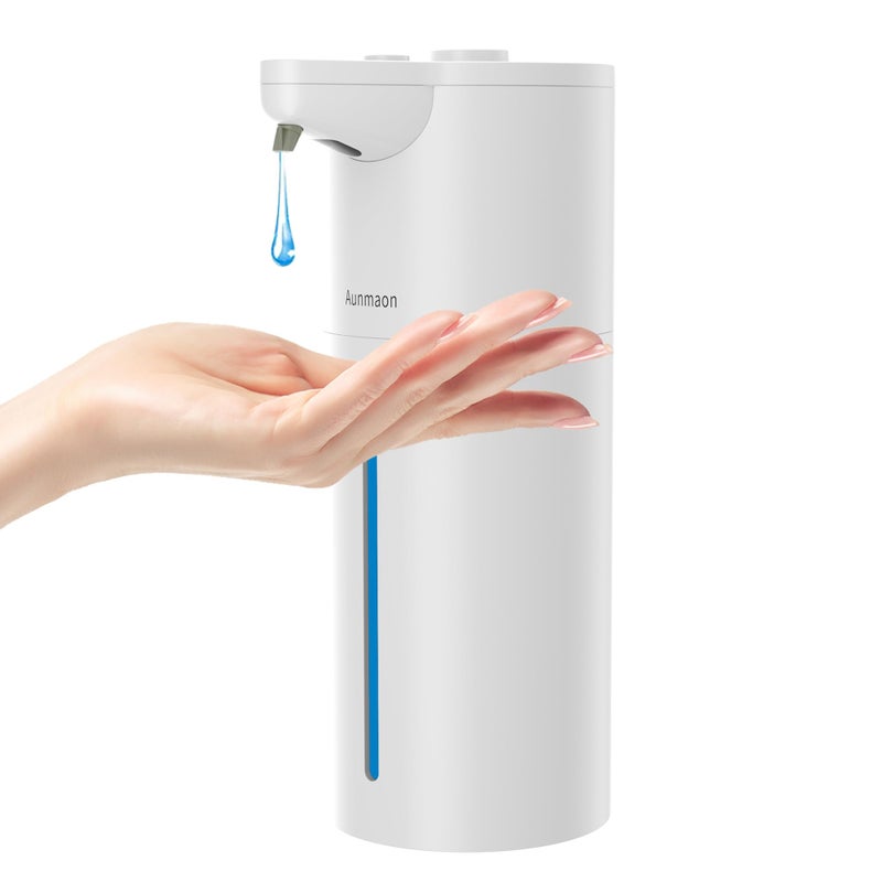Aunmaon Automatic Soap Dispenser Touchless Modern Kitchen Bathroom HandsFree Adjustable Volume Long Battery Life Compatible with Thick Thin Soap Easy for Toddlers ClogFree White