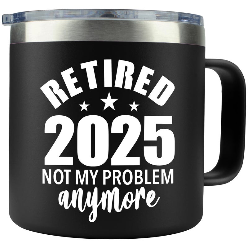 Retired 2025 Not My Problem Anymore Retirement Gifts for Men  14oz Retired Coffee Mug Cup Gift for Woman Coworker Leaving Gift for Women Teacher Retirement Gifts for Women School Graduation Present