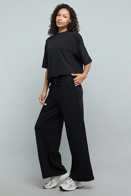 أر أند بي Solid Knitted Pants with Drawstring Waist