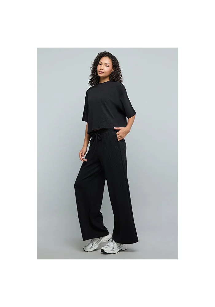 أر أند بي Solid Knitted Pants with Drawstring Waist