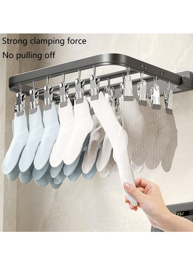 Hihonor Clothes Drying Rack Wall Mounted,Foldable Clothes Airer with 26 Clips,Space Saver Clothes Drying Hanger Racks for Balcony,Laundry,Bathroom - Image 3