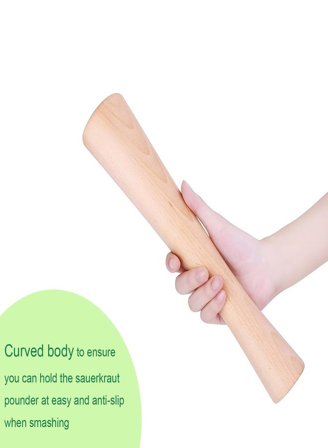 SusuBee Natural Wood Sauerkraut Pounder 12” Heavy Duty Vegetable Cabbage Fermentation Jar Tamper Croker Kitchen Fermenting Food Tool for Wide & Regular Mouth Mason Jar - Image 4