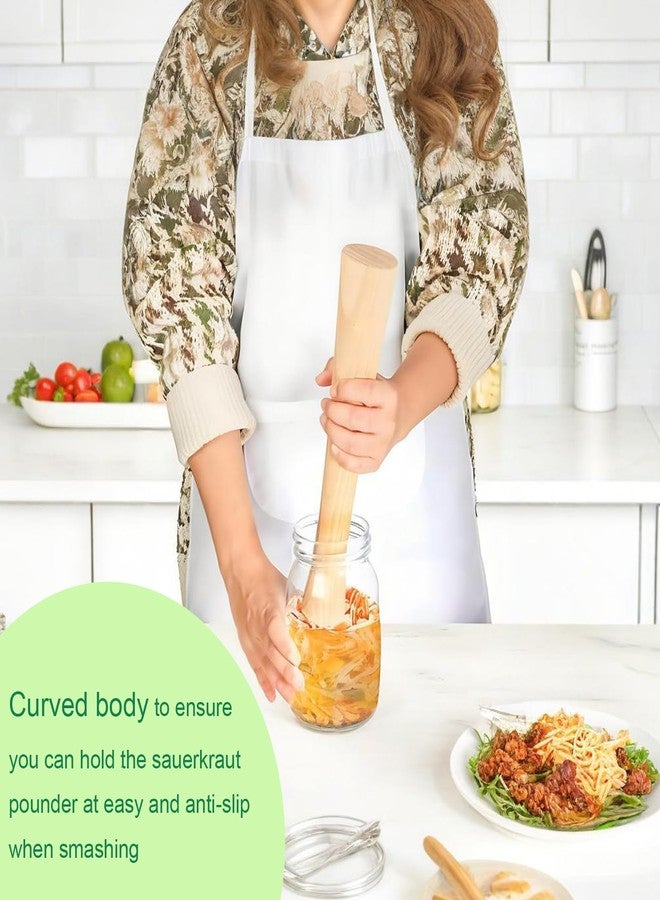 SusuBee Natural Wood Sauerkraut Pounder 12” Heavy Duty Vegetable Cabbage Fermentation Jar Tamper Croker Kitchen Fermenting Food Tool for Wide & Regular Mouth Mason Jar - Image 5