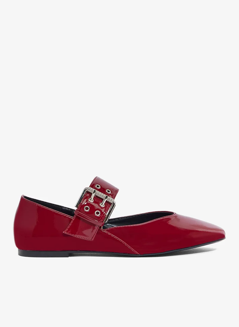 Ginger Ballet Flats With Metal Buckle