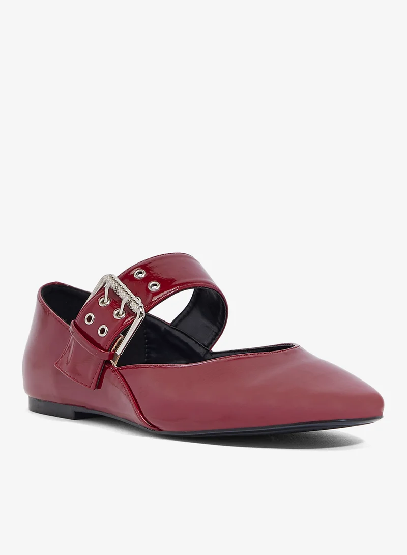 Ginger Ballet Flats With Metal Buckle