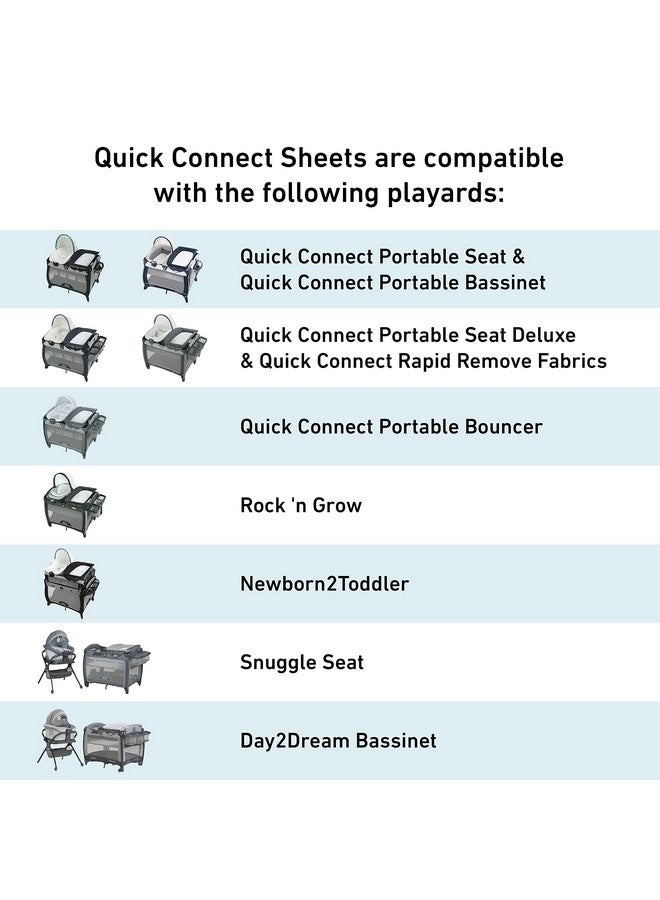 Graco® Pack 'n Play® Quick Connect™ Playard Waterproof Sheets, 2 Pack, Woven and Grey - Image 2
