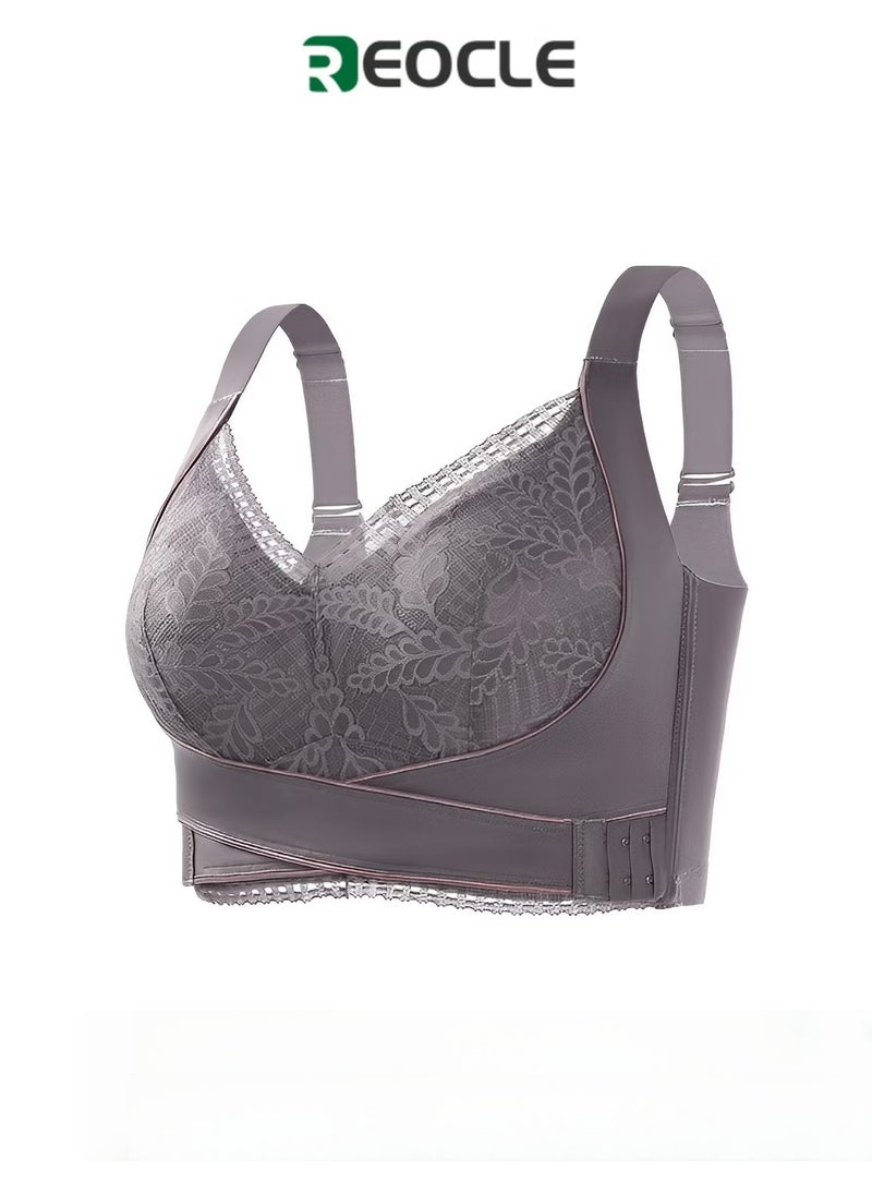 REOCLE Women's Lace Bras Front Criss Cross Bras Wireless Push Up Seamless Bra Comfy Posture Corrector Sports Yoga Bra - Image 1