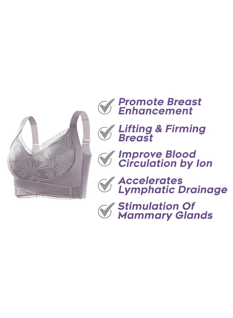 REOCLE Women's Lace Bras Front Criss Cross Bras Wireless Push Up Seamless Bra Comfy Posture Corrector Sports Yoga Bra - Image 3