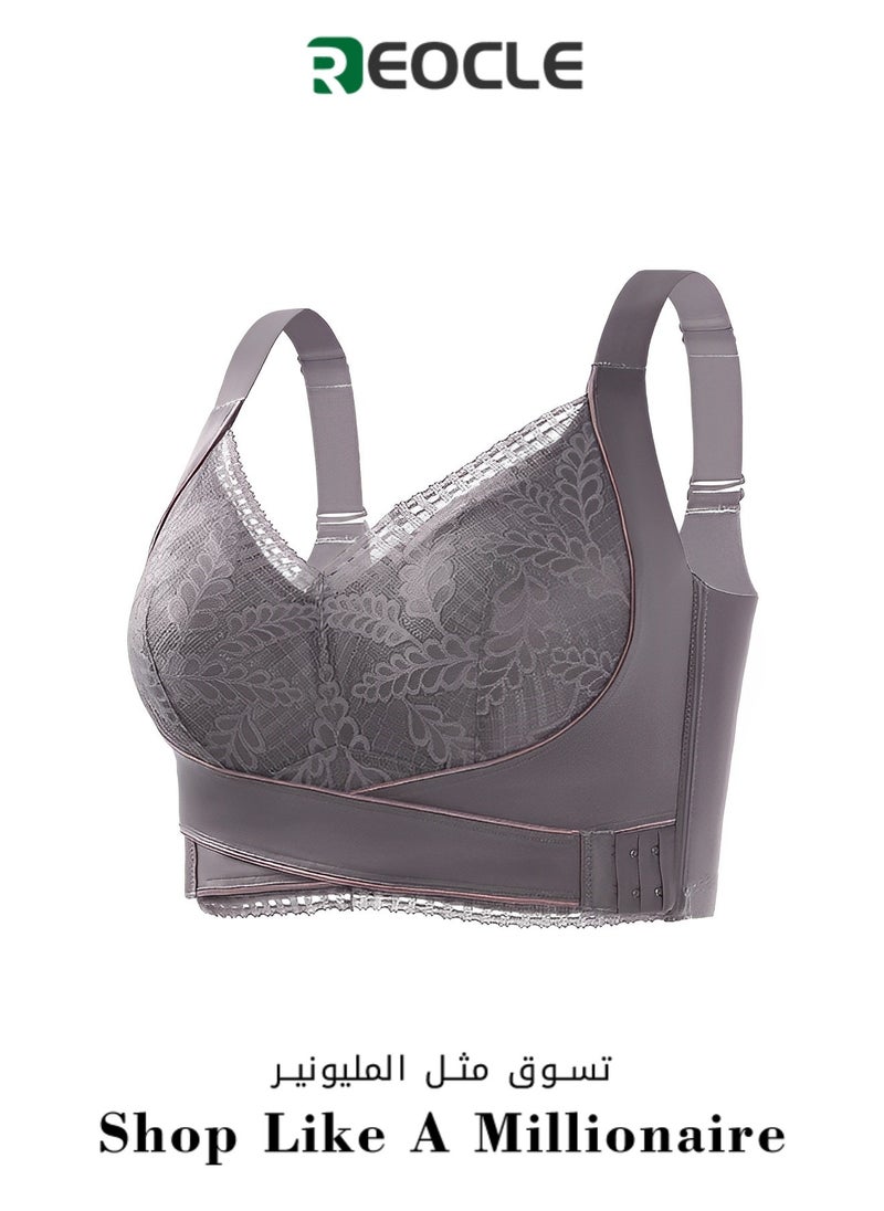 REOCLE - Women's Lace Bras Front Criss Cross Bras Wireless Push Up Seamless Bra Comfy Posture Corrector Sports Yoga Bra - Image 1