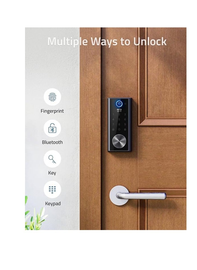 إيوفي قفل ذكي يعمل باللمس من يوفي، ماسح ضوئي لبصمة الاصبع، قفل باب الدخول بدون مفتاح، لوحة مفاتيح الكترونية، بلوتوث، مقاومة للطقس بتصنيف IP65 لمقاومة المياه والغبار، متوافق مع جسر Wi-Fi - Image 4
