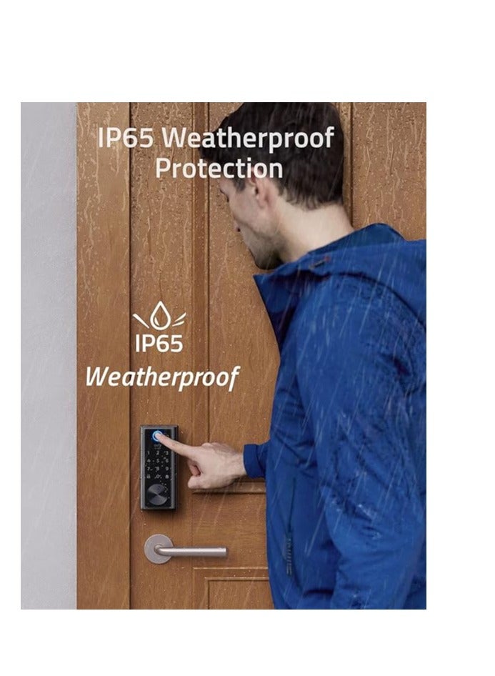 إيوفي قفل ذكي يعمل باللمس من يوفي، ماسح ضوئي لبصمة الاصبع، قفل باب الدخول بدون مفتاح، لوحة مفاتيح الكترونية، بلوتوث، مقاومة للطقس بتصنيف IP65 لمقاومة المياه والغبار، متوافق مع جسر Wi-Fi - Image 3