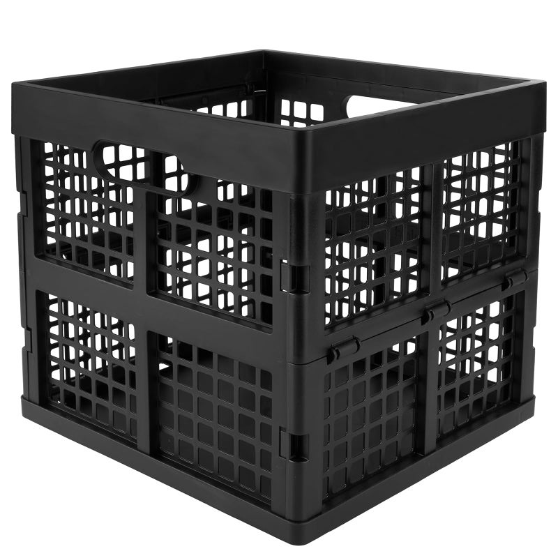 Eslite 3-Pack Collapsible Plastic Storage Crates,Foldable Crates for Storage,16L (Black) - Image 3
