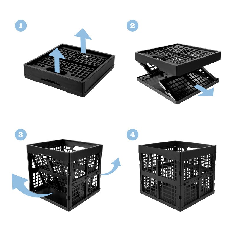 Eslite 3-Pack Collapsible Plastic Storage Crates,Foldable Crates for Storage,16L (Black) - Image 5