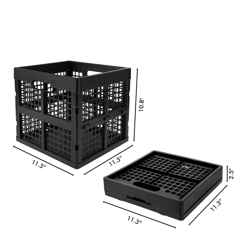 Eslite 3-Pack Collapsible Plastic Storage Crates,Foldable Crates for Storage,16L (Black) - Image 4