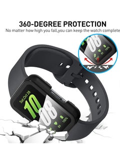 SNBFA 2 PCS for Samsung Galaxy Fit 3 Case, Full-Coverage Screen Protector Tempered Glass Bumper Cover Case for Samsung Galaxy Fit3 Smartwatch for Women Men Black+White  - Image 3