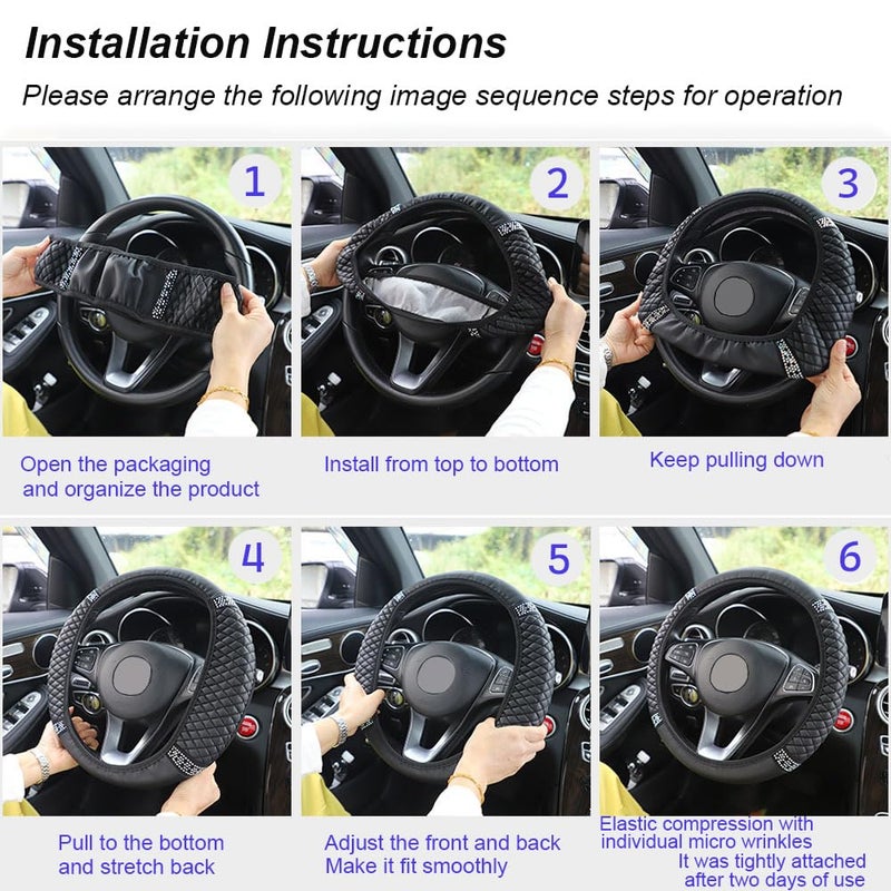 WLERIR Microfiber Leather Steering Wheel Cover with Anti-Slip Lining Universal Car Accessory for Steering Wheel with a Diameter of 14.5-15 inch (White) - Image 5