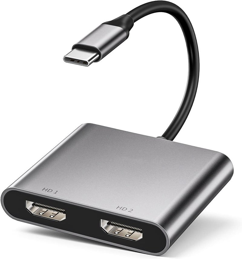 Microware محول USB C إلى HDMI مزدوج، محول متعدد الشاشات من نوع C إلى HDMI، متوافق مع ماك بوك برو/إير، نينتندو سويتش، ديل XPS 13/15، HP، المزيد من أجهزة USB C - Image 1