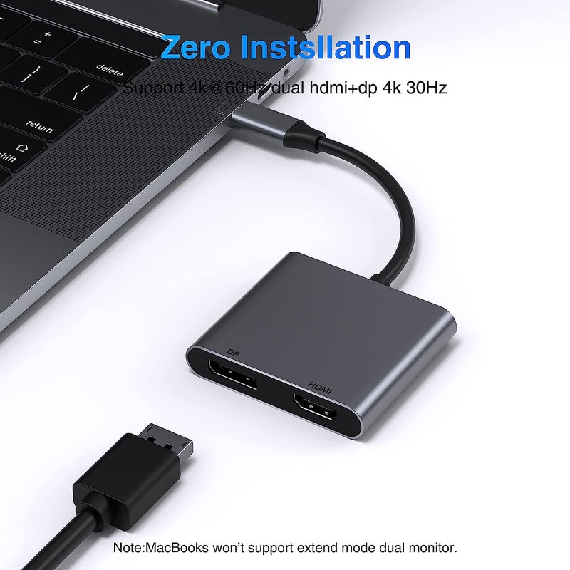 Microware محول USB C إلى HDMI مزدوج، محول متعدد الشاشات من نوع C إلى HDMI، متوافق مع ماك بوك برو/إير، نينتندو سويتش، ديل XPS 13/15، HP، المزيد من أجهزة USB C - Image 2