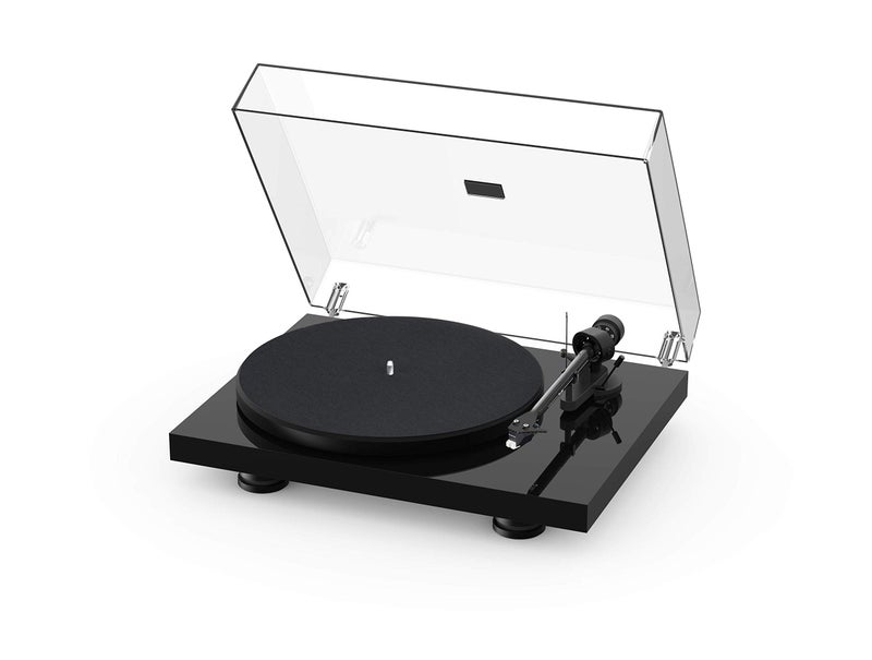 ProJect Debut Carbon EVO Audiophile Turntable with Carbon Fiber tonearm Electronic Speed Selection and preMounted Sumiko Rainier Phono Cartridge High Gloss Black
