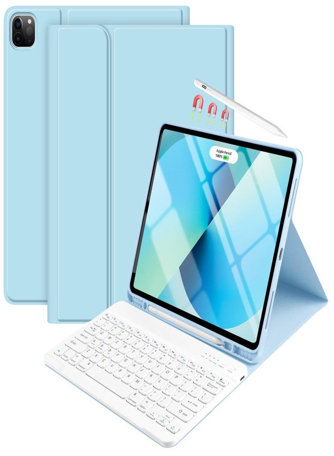 تاييانج جراب TaIYanG لجهاز iPad Air 13 بوصة M3/M2 (2025 و2024) مع لوحة مفاتيح، وجهاز iPad Pro 12.9 بوصة (الجيل السادس والخامس)، جراب لوحة مفاتيح بلوتوث قابل للفصل مع حامل قلم، خاصية التشغيل/الإيقاف التلقائي لجهاز iPad Air 13 بوصة/Pro 12.9 بوصة (الجيل السادس والخامس)، أزرق - Image 1