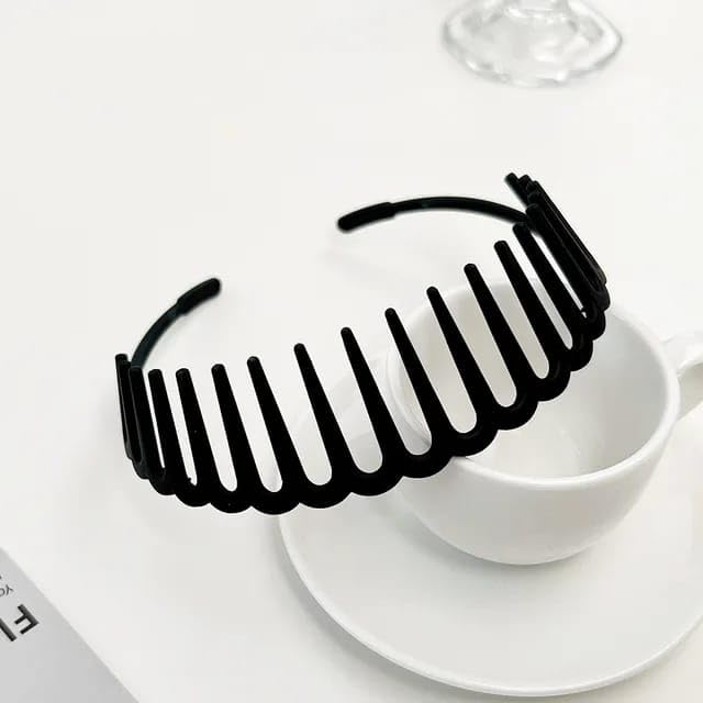 Dartler Head Band for Women & Girls | Wide Tooth Hair Comb Headband | Anti-Slip Flexible Hair Hoop Clip for Thick, Curly & Wavy Hair | Comfortable Everyday Styling Hair Accessory | Piano Black, Pack of 2 (ABS Material) - Image 1