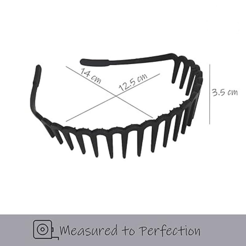 Dartler Head Band for Women & Girls | Wide Tooth Hair Comb Headband | Anti-Slip Flexible Hair Hoop Clip for Thick, Curly & Wavy Hair | Comfortable Everyday Styling Hair Accessory | Piano Black, Pack of 2 (ABS Material) - Image 3