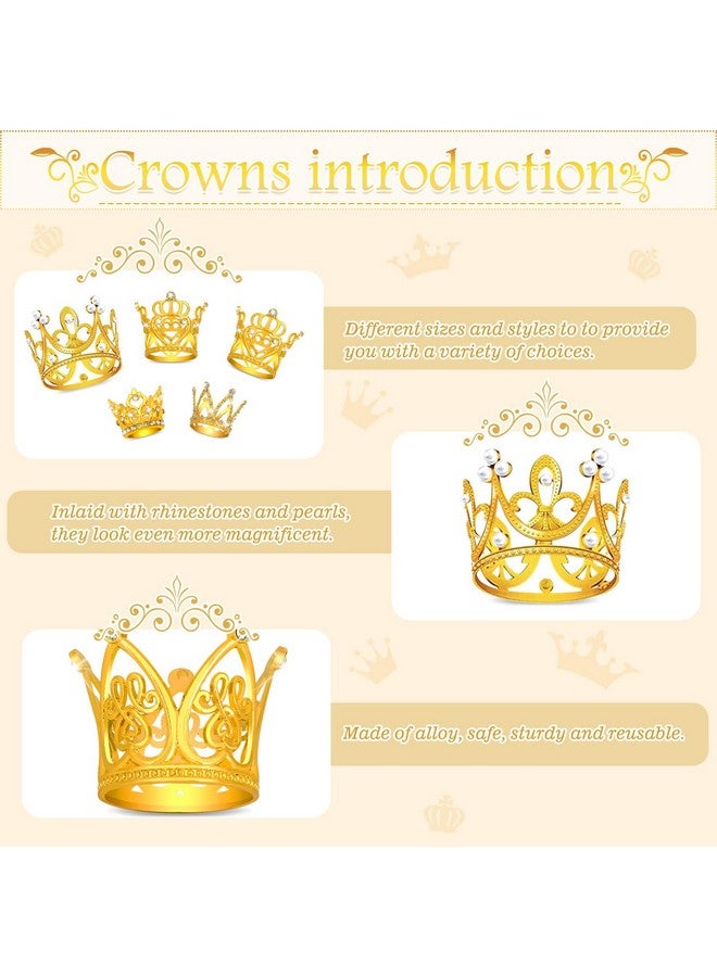 Billbotk 40 Pcs Mini Crowns for Flower Bouquets, Small Gold Crowns for Princess Cake Topper, Crown Decoration for Birthday Wedding Baby Shower Party, 5 Styles - Image 4