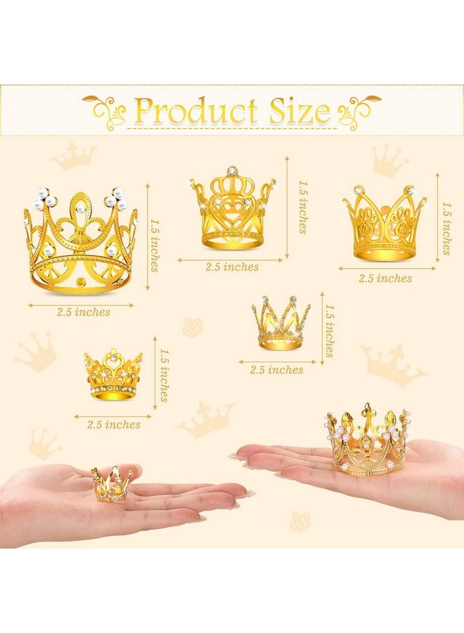Billbotk 40 Pcs Mini Crowns for Flower Bouquets, Small Gold Crowns for Princess Cake Topper, Crown Decoration for Birthday Wedding Baby Shower Party, 5 Styles - Image 3