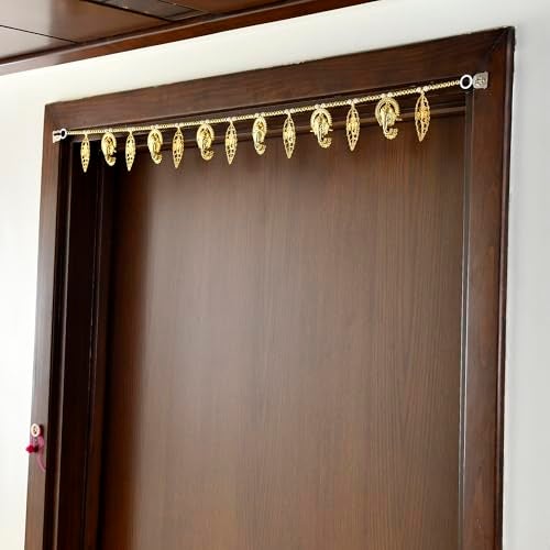CraftVatika Toran for entrance door for Diwali Decoration Bandhanwar Navratri Pongal Onam for Door/ Wall Hanging Bandarwal for Pooja Temple Elephant Design Pompom (Size 35 Inches x 4 Inches ) - Image 1