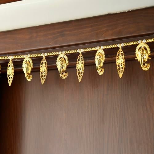 CraftVatika Toran for entrance door for Diwali Decoration Bandhanwar Navratri Pongal Onam for Door/ Wall Hanging Bandarwal for Pooja Temple Elephant Design Pompom (Size 35 Inches x 4 Inches ) - Image 3