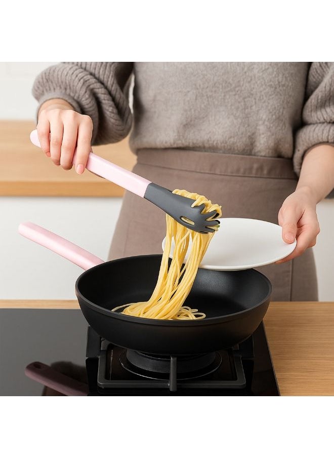 Freecook - Plastic Spaghetti Tongs for Nonstick Cookware – Non-Scratch Pasta & Salad Serving Tongs 27cm -Beige - Image 1