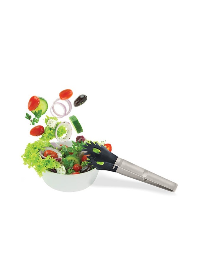 Freecook - Plastic Spaghetti Tongs for Nonstick Cookware – Non-Scratch Pasta & Salad Serving Tongs 27cm -Beige - Image 1